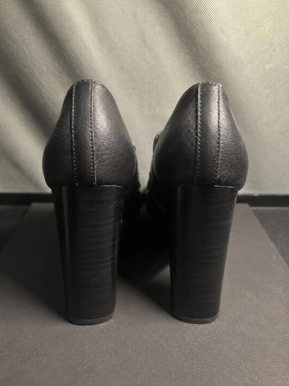 Steve Madden LAZRA Black Platform Block Heel Lug Sole Loafers | Size 6.5